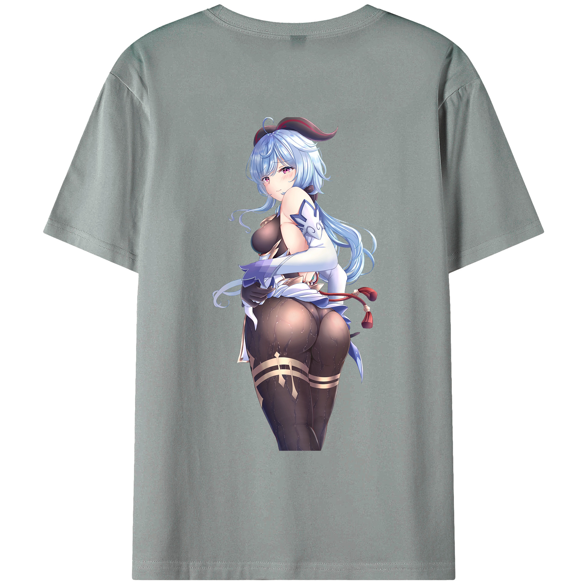 げんし神 甘雨 かんう genshin Ganyu 綿100％ メンズ半袖Tシャツ（バックプリント） 通気性